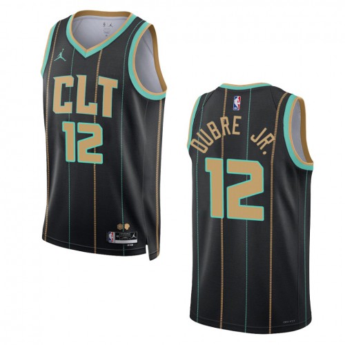 Charlotte Charlotte Hornets #12 Kelly Oubre Jr. Unisex Black 2022-23 Swingman Jersey - City Edition Mens