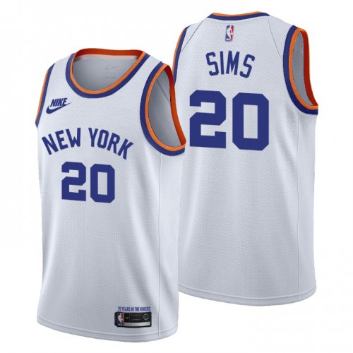 New York New York Knicks #20 Jericho Sims Mens Releases Classic Edition 75th Anniversary Jersey White Mens