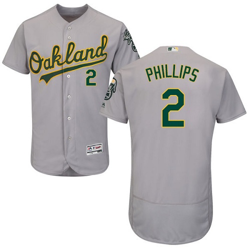 Oakland Athletics #2 Tony Phillips Grey Flexbase Authentic Collection Stitched Jersey Men's