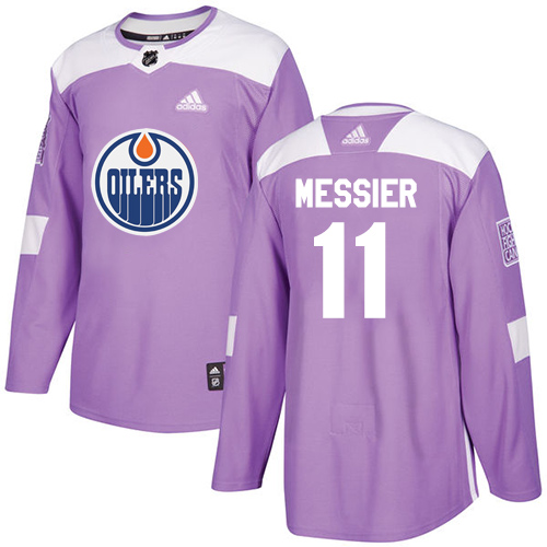 Adidas Edmonton Oilers #11 Mark Messier Purple Authentic Fights Cancer Stitched Jersey Men's