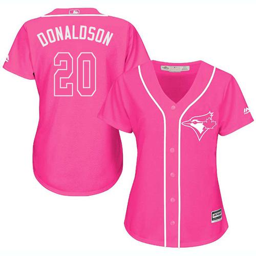 Toronto Blue Jays #20 Josh Donaldson Pink Fashion Women's Stitched Jersey Womens