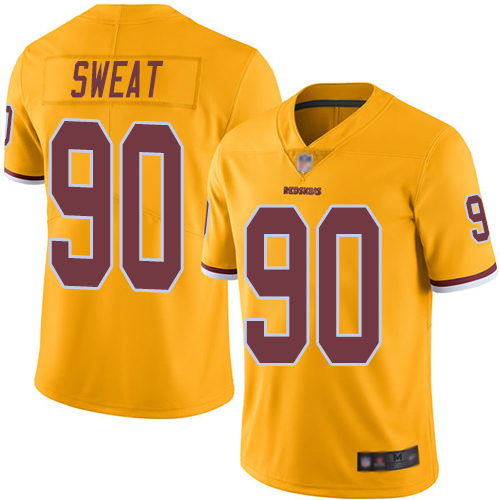 Washington Commanders #90 Montez Sweat Gold Youth Stitched Limited Rush Jersey Youth