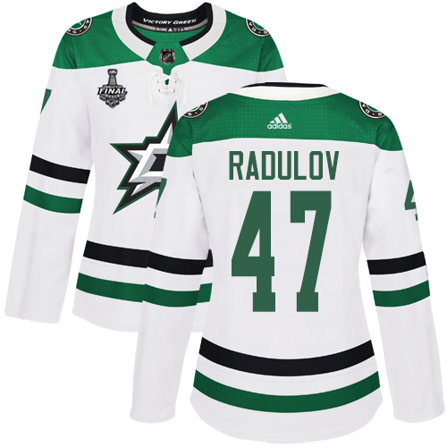 Adidas Dallas Stars #47 Alexander Radulov White Road Authentic Women's 2020 Stanley Cup Final Stitched Jersey Womens