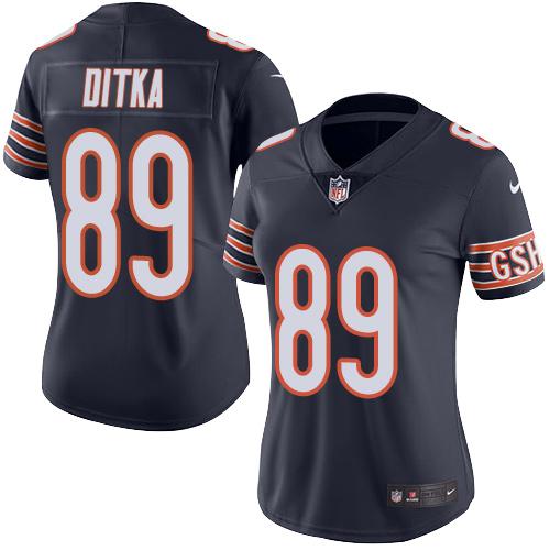 Bears #89 Mike Ditka Navy Blue Team Color Women's Stitched Vapor Untouchable Limited Jersey