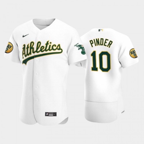 Oakland Oakland Athletics #10 Chad Pinder Men's 2022 Ray Patch Authentic Home White Jersey Men's