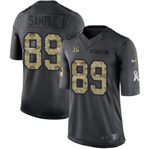 Cincinnati Bengals #89 Drew Sample Black Men's Stitched Limited 2016 Salute to Service Jersey Men's