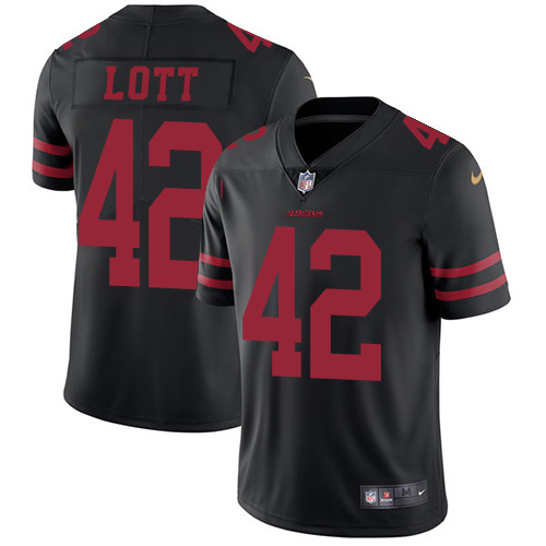 San Francisco 49ers #42 Ronnie Lott Black Alternate Youth Stitched Vapor Untouchable Limited Jersey Youth