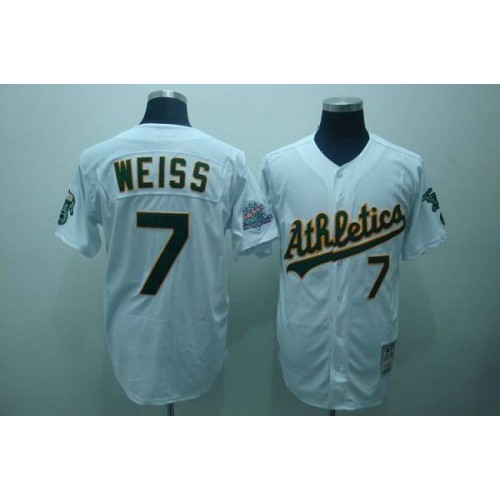 Mitchell and Ness Oakland Athletics #7 Walt Weiss Stitched White Throwback Jersey Men's