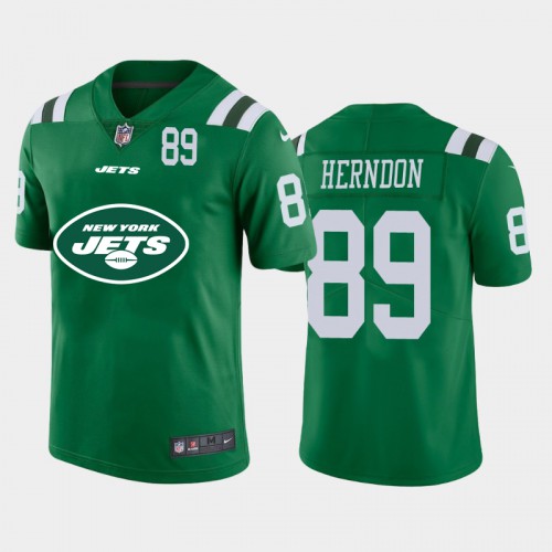 New York New York Jets #89 Chris Herndon Green Men's Big Team Logo Player Vapor Limited Jersey Men's