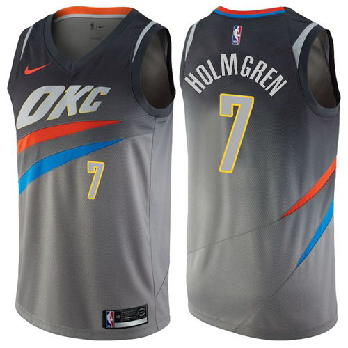 Oklahoma City Thunder #7 Chet Holmgren Gray Swingman City Edition Jersey Mens