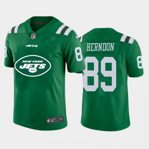 New York New York Jets #89 Chris Herndon Green Men's Big Team Logo Vapor Limited Jersey Men's