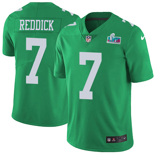 Eagles #7 Haason Reddick Green Super Bowl LVII Patch Men's Stitched Limited Rush Jersey