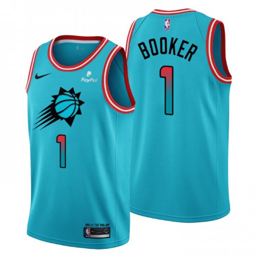 Phoenix Suns #1 Devin Booker Mens 2022-23 City Edition Jersey - Cherry Blossom Blue Mens