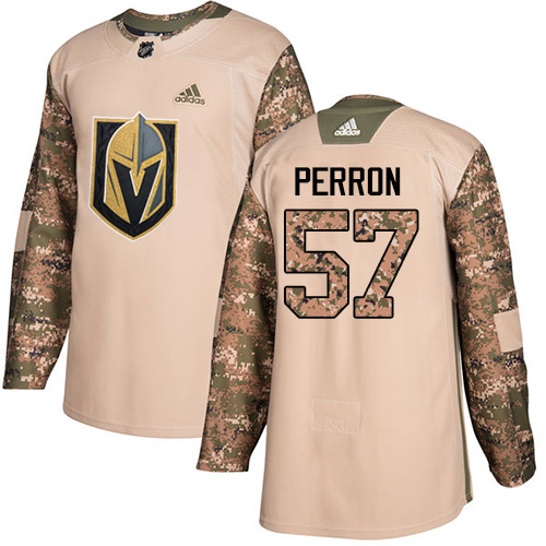 Adidas Golden Vegas Golden Knights #57 David Perron Camo Authentic 2017 Veterans Day Stitched Jersey Men's