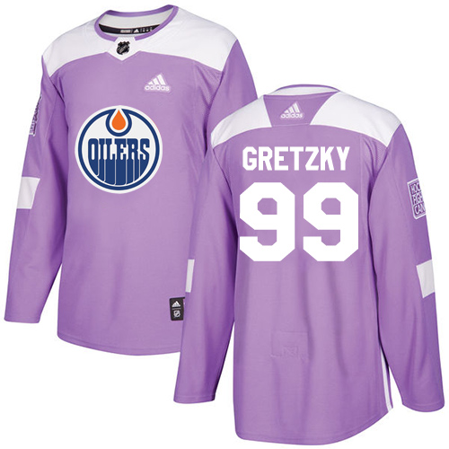 Adidas Edmonton Oilers #99 Wayne Gretzky Purple Authentic Fights Cancer Stitched Youth Jersey Youth