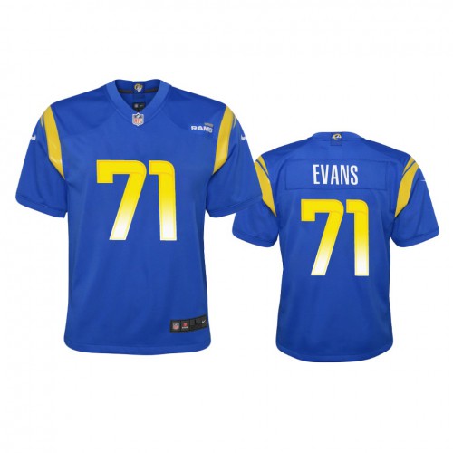 Los Angeles Los Angeles Rams #71 Bobby Evans Youth Game Jersey - Royal Youth