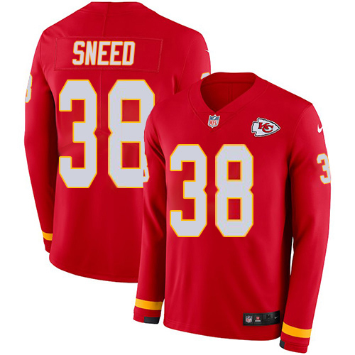 Chiefs #38 L'Jarius Sneed Red Team Color Men's Stitched Limited Therma Long Sleeve Jersey