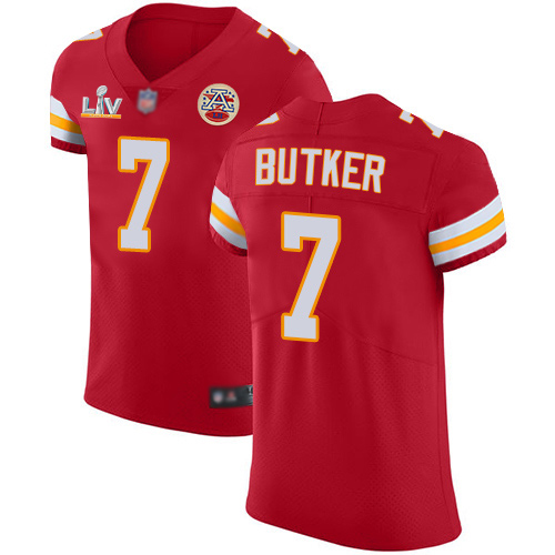 Chiefs #7 Harrison Butker Red Team Color Men's Super Bowl LV Bound Stitched Vapor Untouchable Elite Jersey