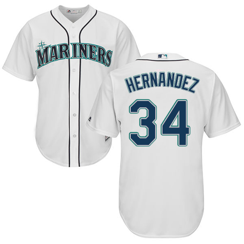 Seattle Mariners #34 Felix Hernandez White Cool Base Stitched Youth Jersey Youth