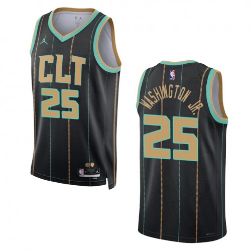 Charlotte Charlotte Hornets #25 P.J. Washington Unisex Black 2022-23 Swingman Jersey - City Edition Mens