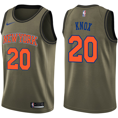 New York Knicks #20 Kevin Knox Green Swingman Salute to Service Jersey Mens