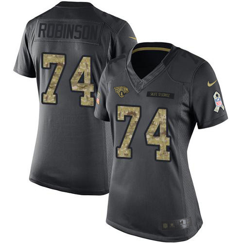 Jacksonville Jaguars #74 Cam Robinson Black Women's Stitched Limited 2016 Salute to Service Jersey Womens