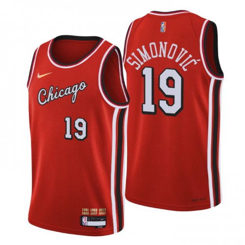 Chicago Chicago Bulls #19 Marko Simonovic Mens Red 2021/22 Swingman Jersey - City Edition Mens
