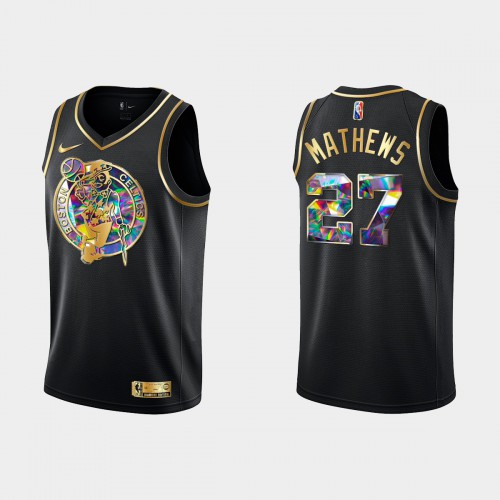 Boston Boston Celtics #27 Garrison Mathews Mens Golden Edition Diamond Logo 2021/22 Swingman Jersey - Black Mens