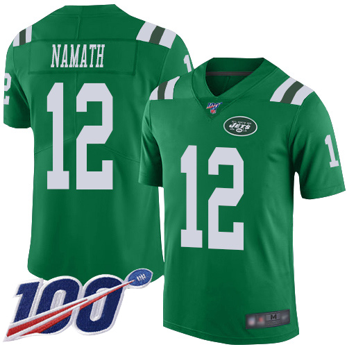 Jets #12 Joe Namath Green Men's Stitched Limited Rush 100th Season Jersey