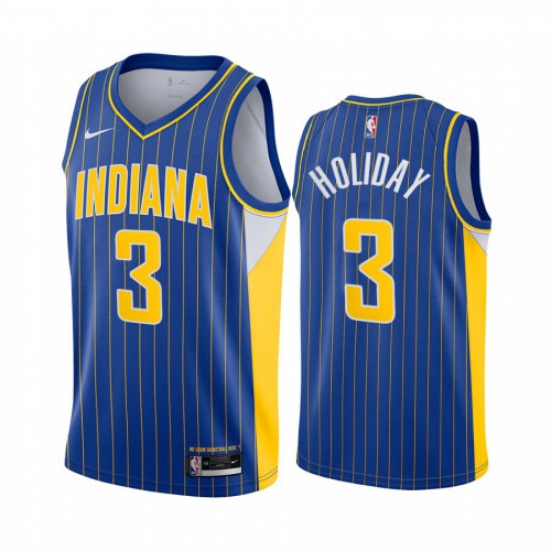 Indiana Pacers #3 Aaron Holiday Blue Youth Swingman 2020-21 City Edition Jersey Youth