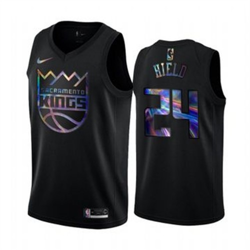 Sacramento Kings #24 Buddy Hield Mens Iridescent Holographic Collection Jersey - Black Mens