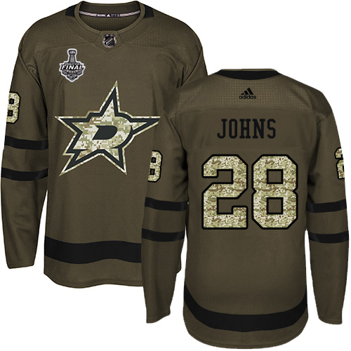 Adidas Dallas Stars #28 Stephen Johns Green Salute to Service Youth 2020 Stanley Cup Final Stitched Jersey Youth