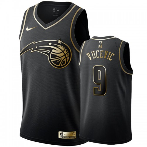 Orlando Magic #9 Nikola Vucevic Mens Black Golden Edition Swingman Jersey Mens