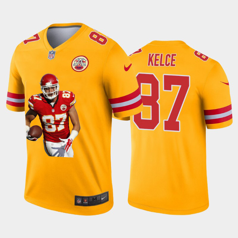 Kansas City Chiefs #87 Travis Kelce Team Hero 6 Vapor Limited Jersey Yellow