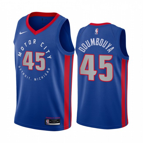 Detroit Pistons #45 Sekou Doumbouya Blue Womens Swingman 2020-21 City Edition Jersey Womens