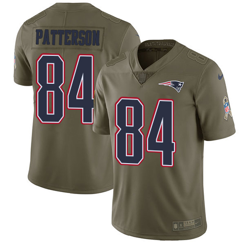 New England Patriots #84 Cordarrelle Patterson Olive Men's Stitched Limited 2017 Salute To Service Jersey Men's