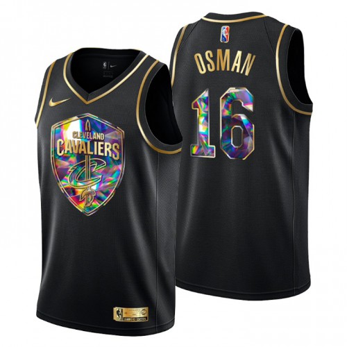 Cleveland Cleveland Cavaliers #16 Cedi Osman Mens Golden Edition Diamond Logo 2021/22 Swingman Jersey - Black Mens
