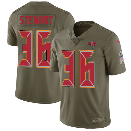 Tampa Bay Buccaneers #36 M.J. Stewart Olive Men's Stitched Limited 2017 Salute To Service Jersey Men's
