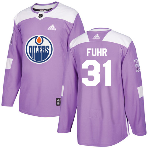Adidas Edmonton Oilers #31 Grant Fuhr Purple Authentic Fights Cancer Stitched Jersey Men's