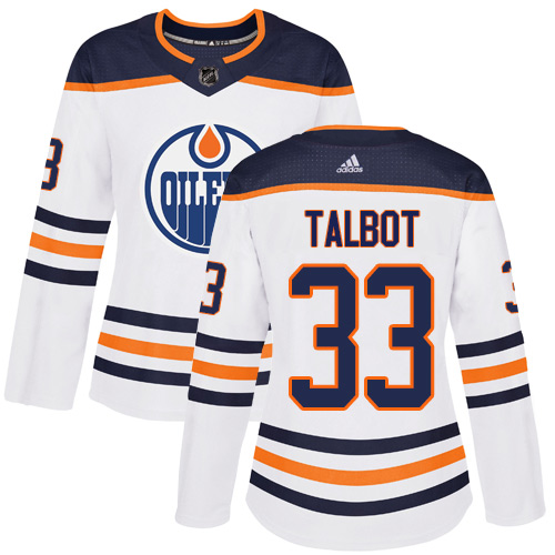 Adidas Edmonton Oilers #33 Cam Talbot White Road Authentic Women's Stitched Jersey Womens
