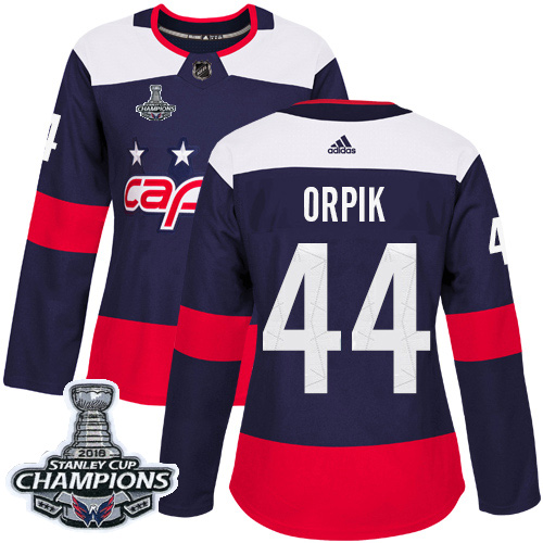 Adidas Washington Capitals #44 Brooks Orpik Navy Authentic 2018 Stadium Series Stanley Cup Final Champions Women's Stitched Jersey Womens