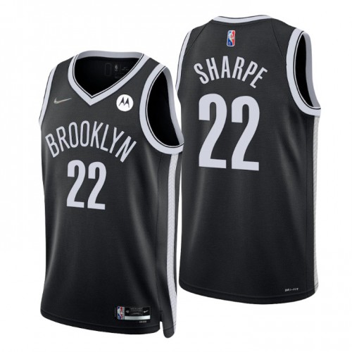 Brooklyn Nets #22 Dayron Sharpe Black Mens 2021-22 75th Anniversary Diamond Swingman Jersey - Icon Edition Mens
