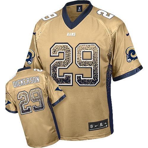 Rams #29 Eric Dickerson Gold Men's Stitched Elite Drift Fashion Jersey