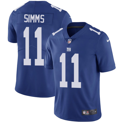 New York Giants #11 Phil Simms Royal Blue Team Color Men's Stitched Vapor Untouchable Limited Jersey Men's