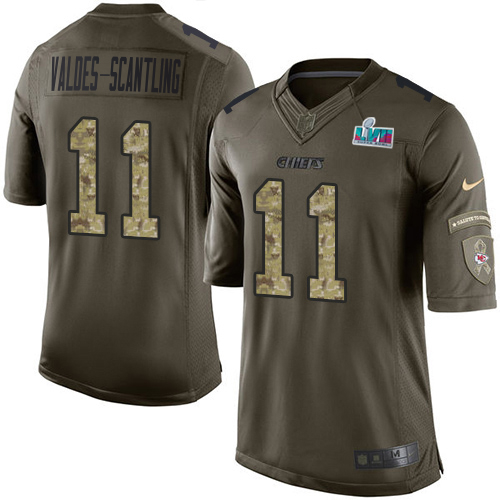 Chiefs #11 Marquez Valdes-Scantling Green Super Bowl LVII Patch Men's Stitched Limited 2015 Salute To Service Jersey