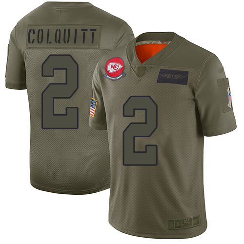 Kansas City Chiefs #2 Dustin Colquitt Camo Youth Stitched Limited 2019 Salute to Service Jersey Youth