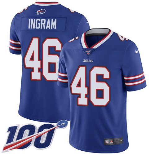 Bills #46 Ja'Marcus Ingram Royal Blue Team Color Men's Stitched 100th Season Vapor Limited Jersey