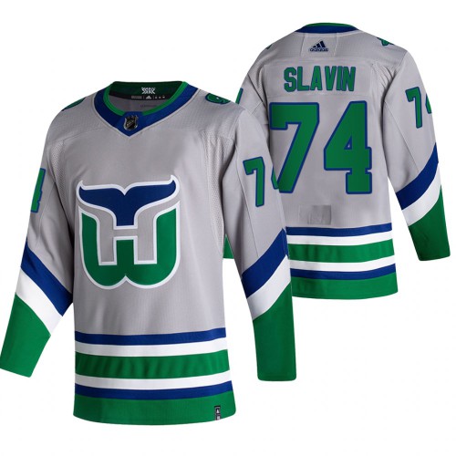 Carolina Carolina Hurricanes #74 Jaccob Slavin Grey Men's Adidas 2020-21 Reverse Retro Alternate Jersey Men's