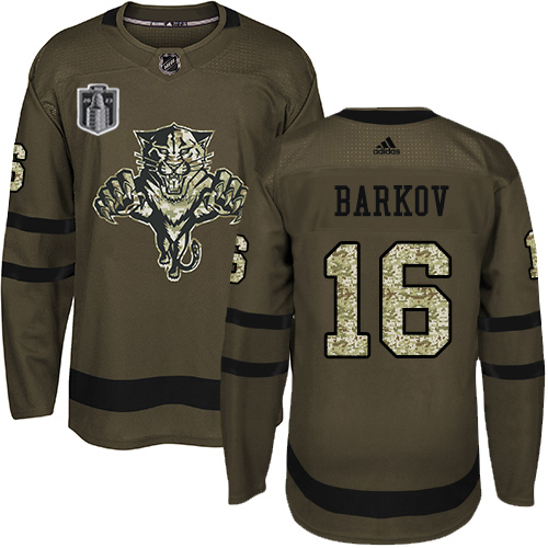 Adidas Lightning #16 Aleksander Barkov Green 2023 Stanley Cup Final Patch 2023 Stanley Cup Final Patch Salute To Service Stitched Youth Jersey