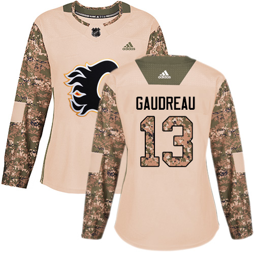 Adidas Calgary Flames #13 Johnny Gaudreau Camo Authentic 2017 Veterans Day Women's Stitched Jersey Womens
